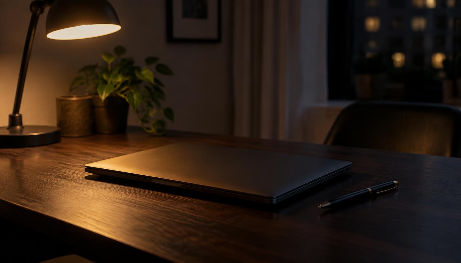 Bank statements beside a laptop showing a cash flow line