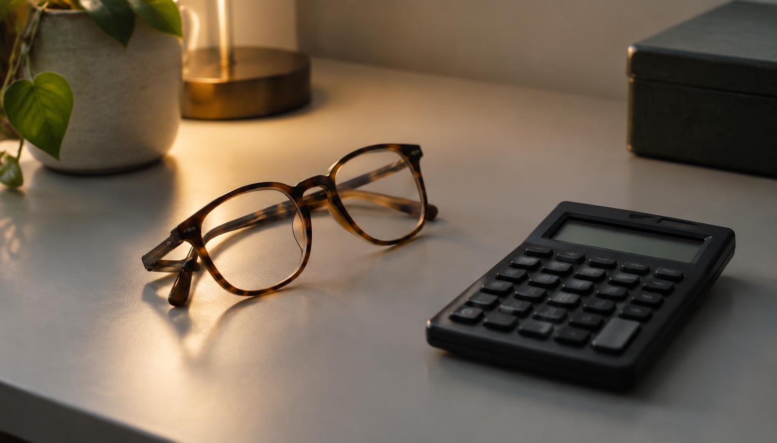 A printed customer margin report beside a calculator
